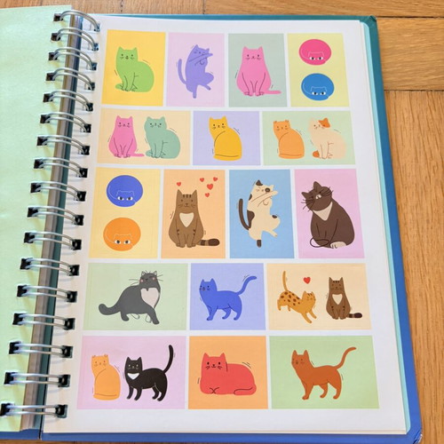 Weekly planner with cats and stickers 23x18cm new
