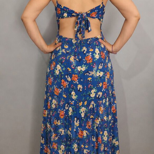 Dress Pink Woman used, blue floral summer dress size M