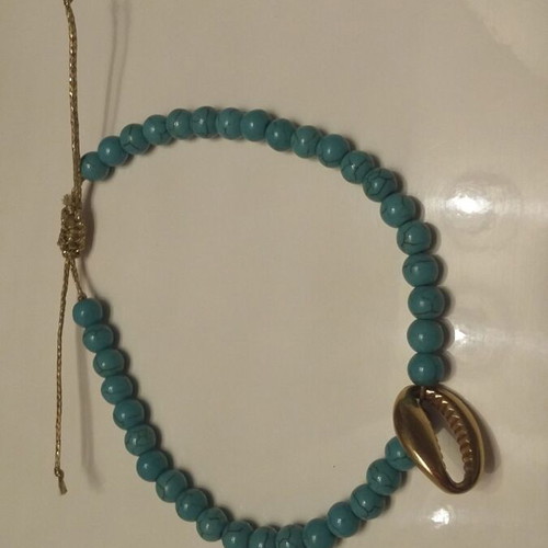 Handmade anklets made to order, gray and turquoise