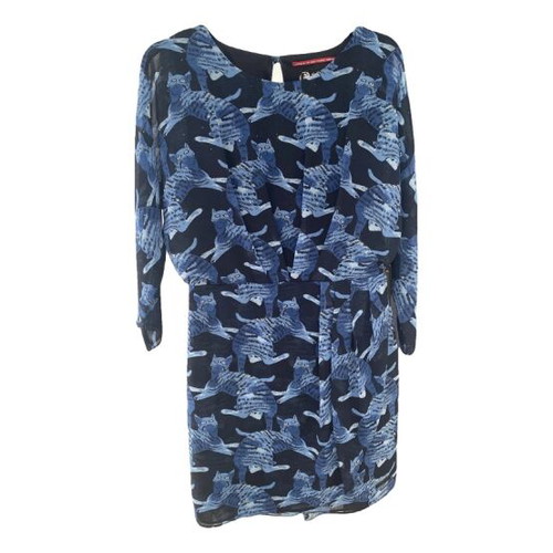 Andy Warhol mid-length dress with blue cat print