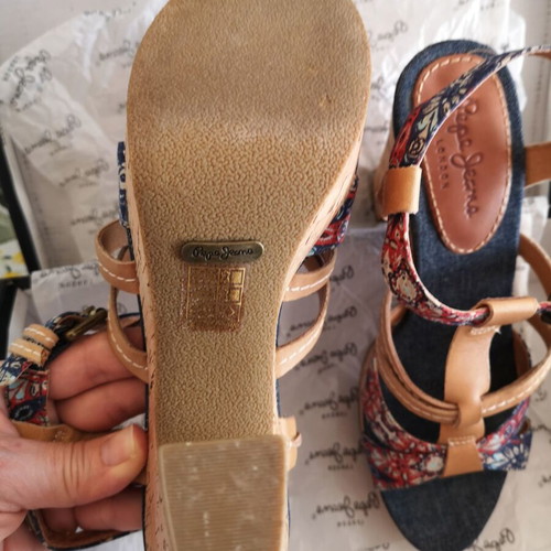 Pepe Jeans high-heeled sandals like new, size 38, blue multicolor
