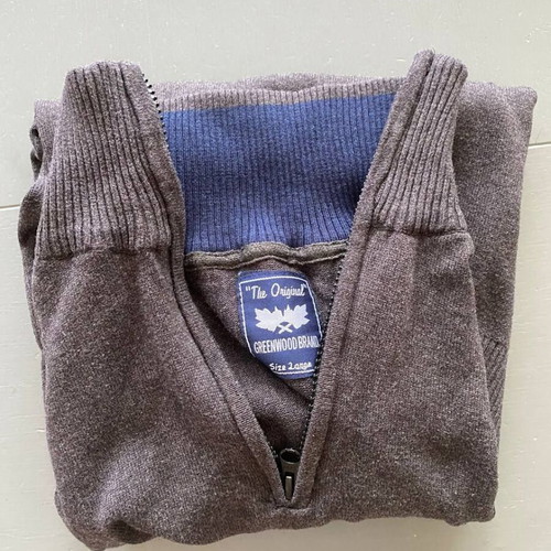 GreenWood men's knit pullover quarter-zip like new, size L, brown gray