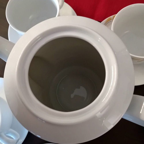 Bohemia porcelain tea set like new, white with gold leaf decoration