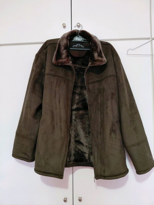 Men's jacket new with eco fur lining brown XXL