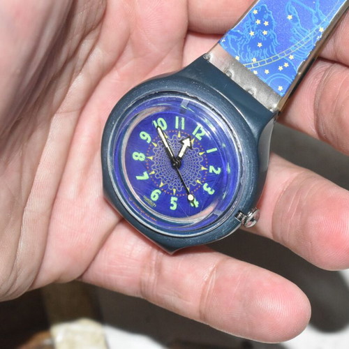 Swatch Scuba 200 Rowing SDN104 vintage navy blue watch used 1994