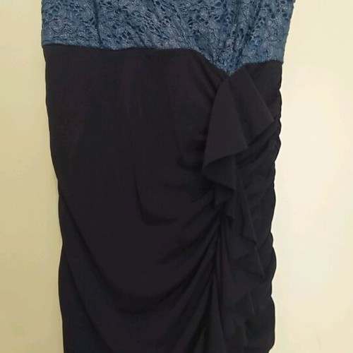 Evening dress like new with lace top and side elastic