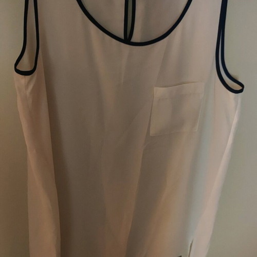 Tommy Hilfiger top ecru medium viscose with blue trim like new