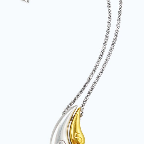 Handmade stainless steel necklace with teardrop pendants 2 and 5 new