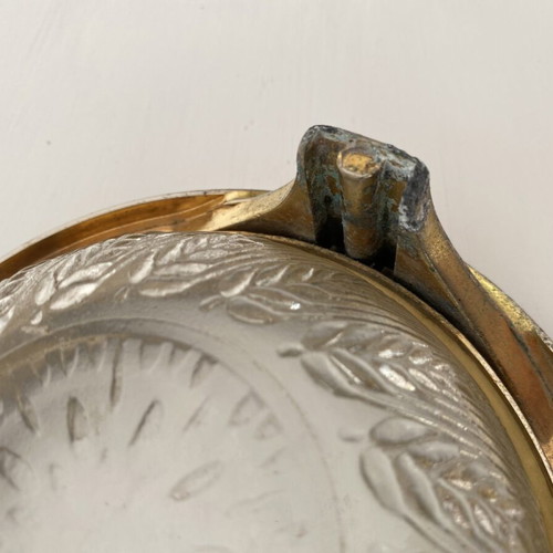 Vintage ashtray used, solid aluminum gold color with glass