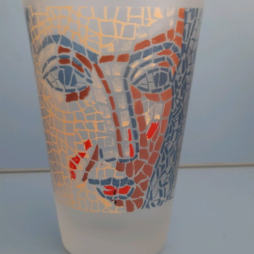 Collectible Loumidis Parrot Water Glass new with P. Samiou painting