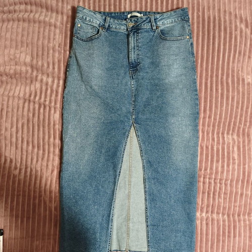 Long denim skirt with slit like new, blue, XL Piazza Italia