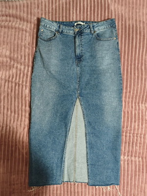Long denim skirt with slit like new, blue, XL Piazza Italia