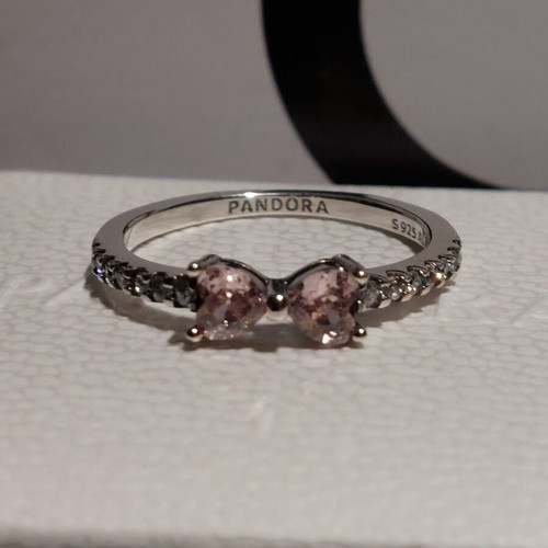 Pandora ring size 8 with pink zircon bow design