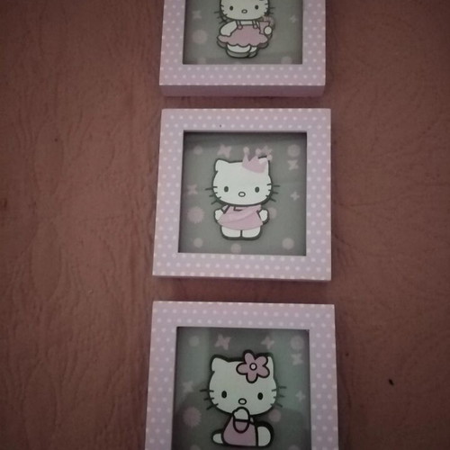 Hello Kitty decorative frames set of 3 with glass, new
