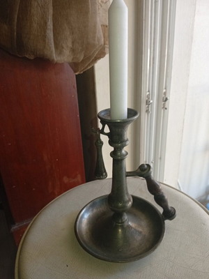 Vintage handmade pewter chamberstick candlestick