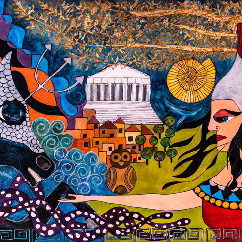 The Gift Mixed Media Painting on Wood Panel New