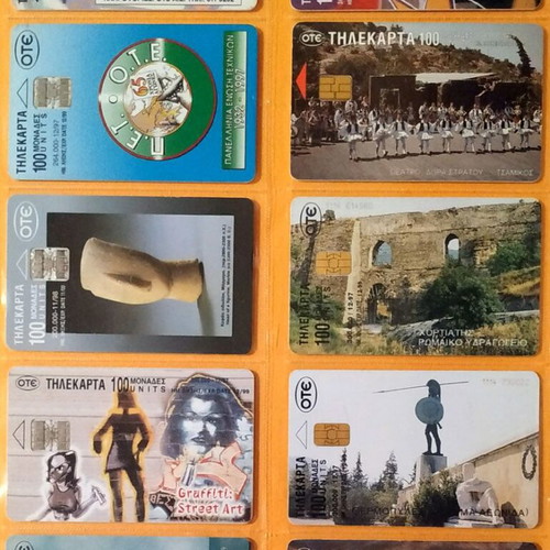 Phone cards used, pack of 50 Greek assorted