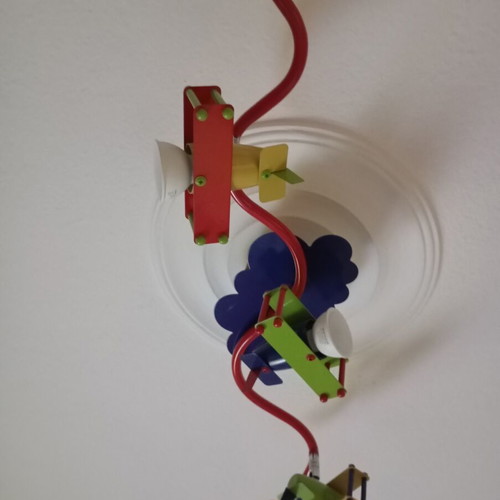 Children's ceiling light like new with cloud and airplanes in bright colors