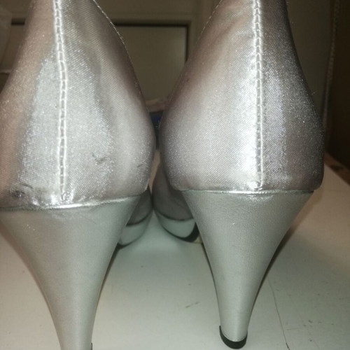 Women's peep toe pumps with silver platform like new, size 40