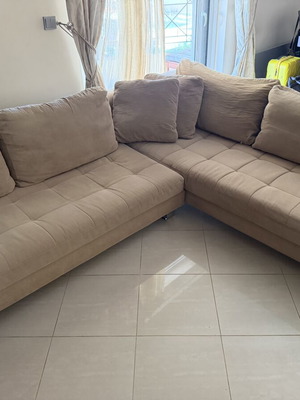Καναπές γωνιακός 240x260 δεξιά γωνία μεταχειρισμένος, καφέ ανοιχτό χρώμα