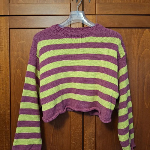 Zara knitted cropped sweater new, size M, pink and yellow