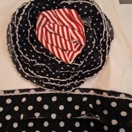 Top Line sleeveless blouse used, XL, black and white with polka dots