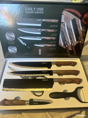 Knife set new, 6 pieces stainless steel with peeler and scissors