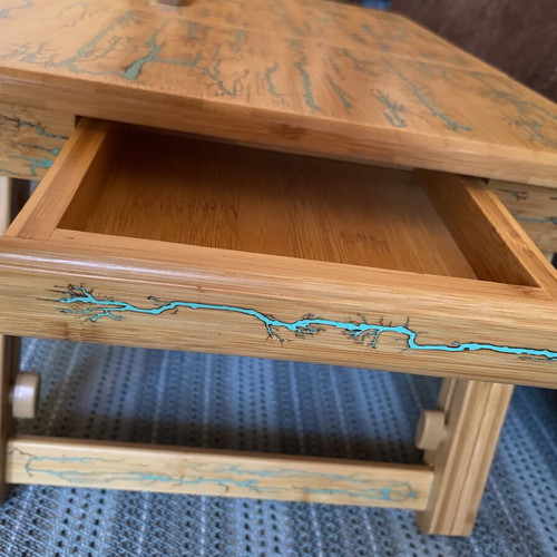 Handmade Bamboo Laptop Table with Lichtenberg Art and Magnetic Upgrade new