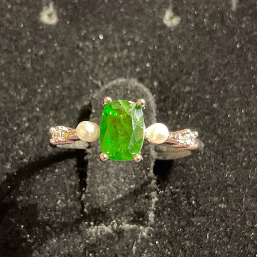 Diopside ring one size with authentic natural stone