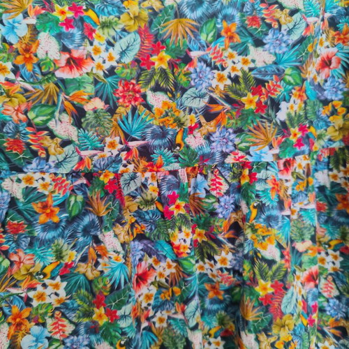 Chaton midi dress with tropical print and open back, Large