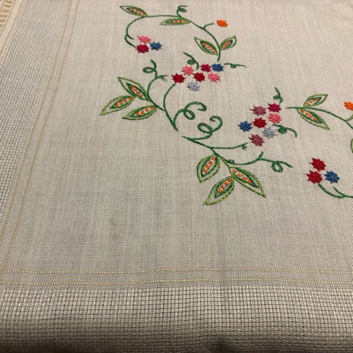 Vintage embroidered tablecloth 74x74 cm like new with flowers