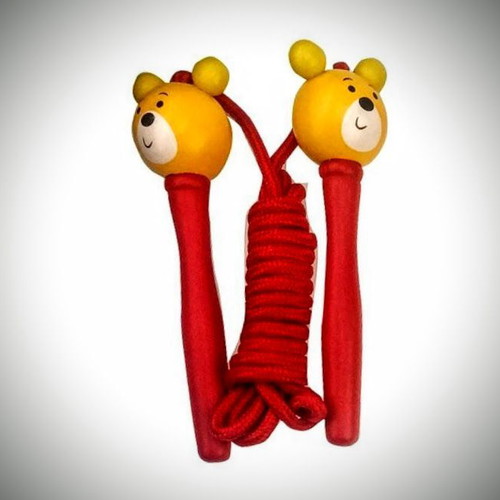 Jump rope with bears new, 200 cm, wooden handles