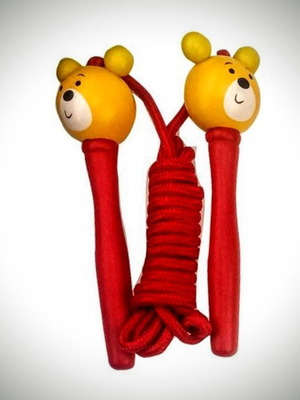 Jump rope with bears new, 200 cm, wooden handles