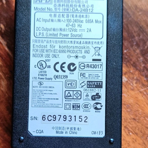 Power supply 12v 2A used, functional