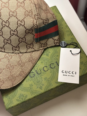 Gucci hat, beige and brown
