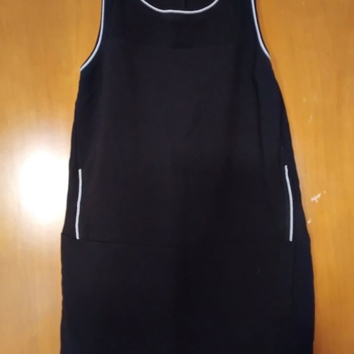 Stradivarius mini black dress with white trim and chest transparency like new