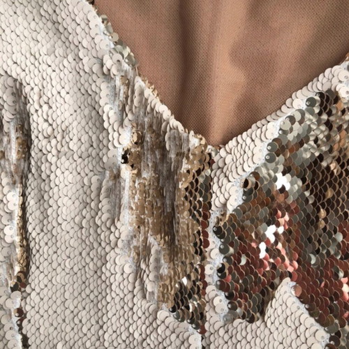 BSB Collection sequin crop top large, like new, beige and gold