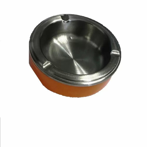 Metal ashtray with orange plastic base new