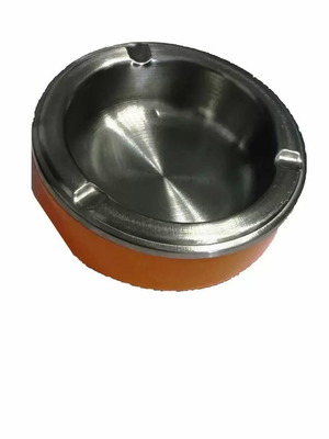 Metal ashtray with orange plastic base new
