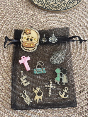 Jewelry set silver color used, various charms for necklaces or bracelets