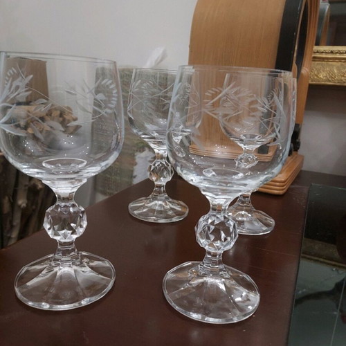 Crystal carved glasses like new, set of 4 pieces