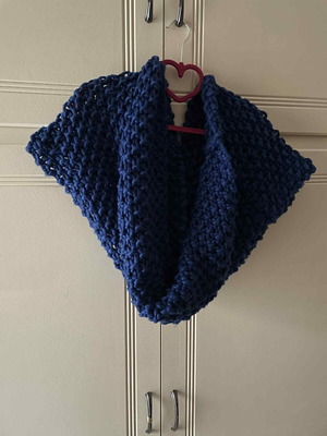 Knitted blue neck warmer like new with dense weave