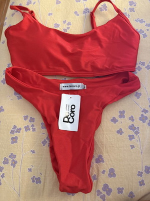 Decoro red bikini set M/L, high cut bottom