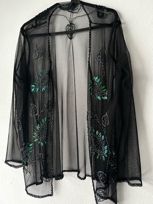 Handmade embroidered cardigan used, black, size M