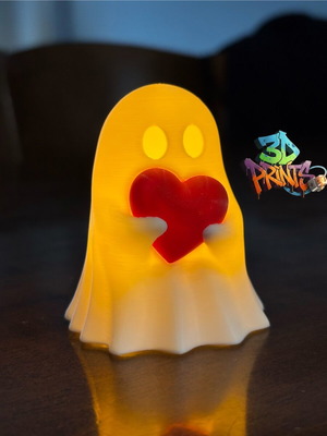 Ghostie Cute Ghost with Heart and LED Light New