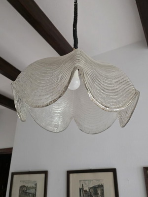 Murano vintage κρεμαστό φωτιστικό σαν καινούργιο με σχέδιο από πάγο γυαλί