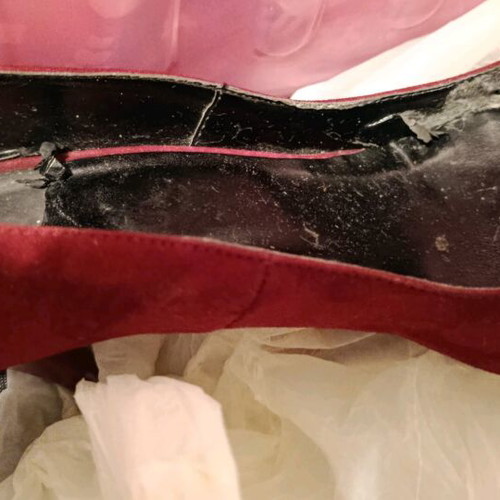 Suede pumps used, burgundy color, size 36, thin heel 8 cm