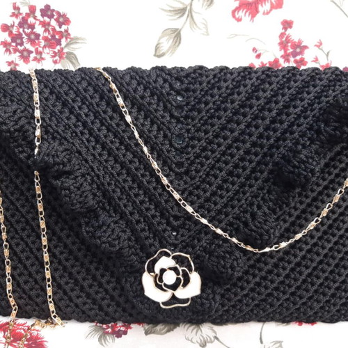 Envelope crossbody bag new, black with gold details
