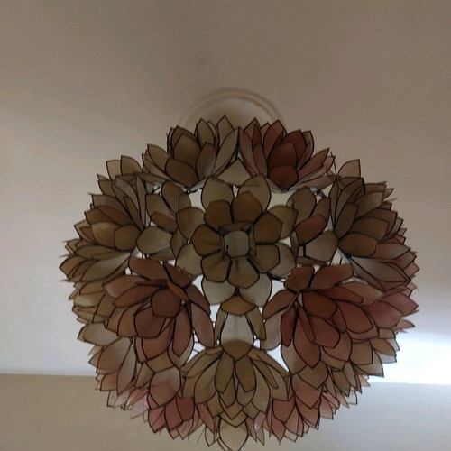 Vintage ceiling light flower made of shell used
