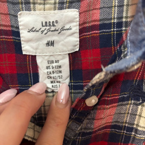 H&M dress 9-12M used with checkered pattern and belt